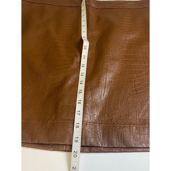 J. Crew Factory Women's Brown Faux Leather Croc Embossed Mini Skirt Size 16 NWT - Picture 10 of 12